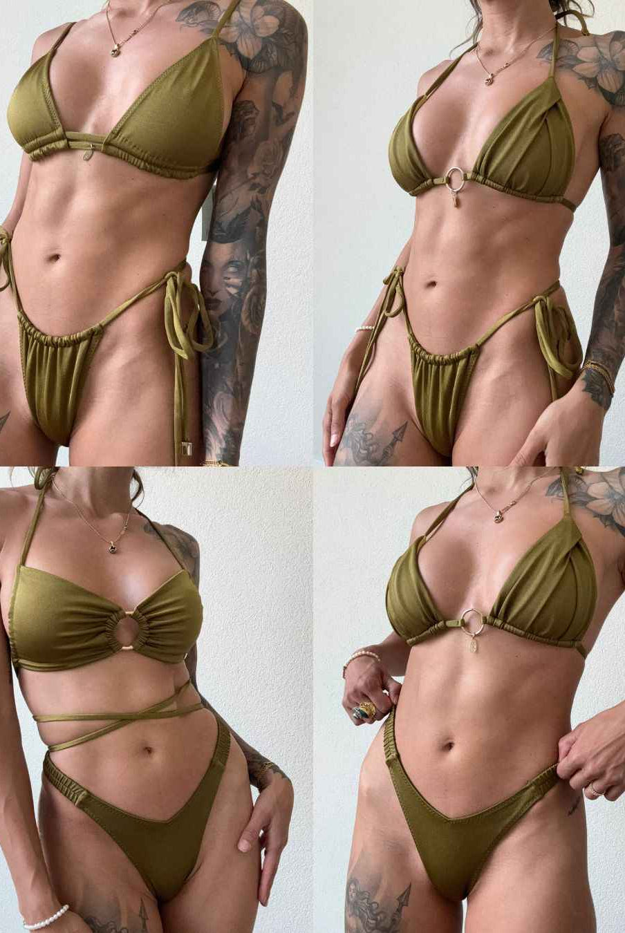 Ibiza - Triangel Bikini Top Olive Green