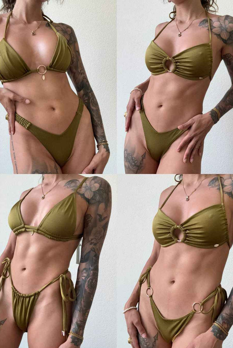 Dinara - Bandeau Bikini Top, Olive Green