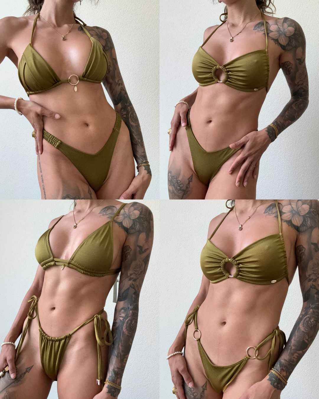Ibiza - Bikini Bottom - Olive Shiny