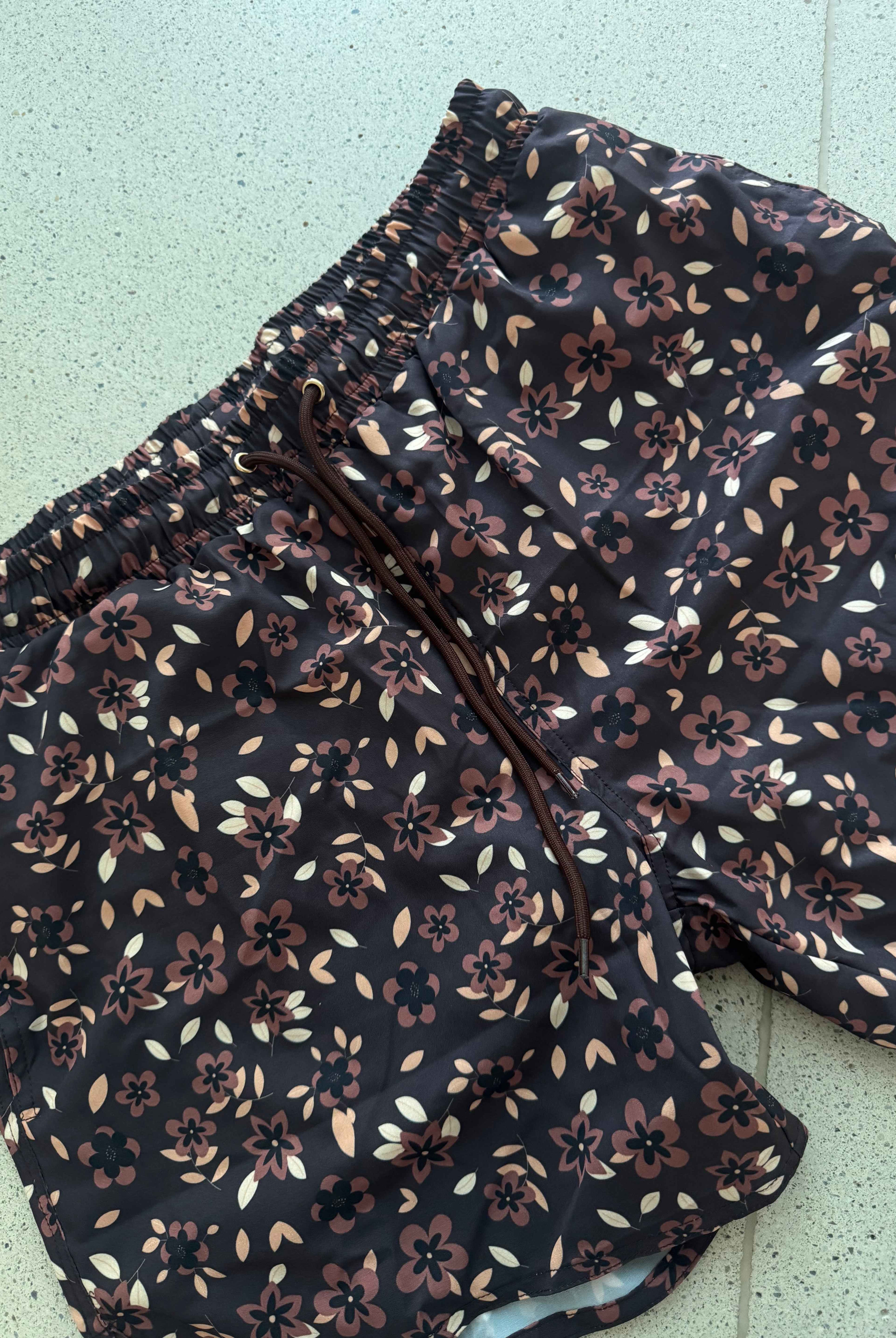 Badehose - in Brown Flower