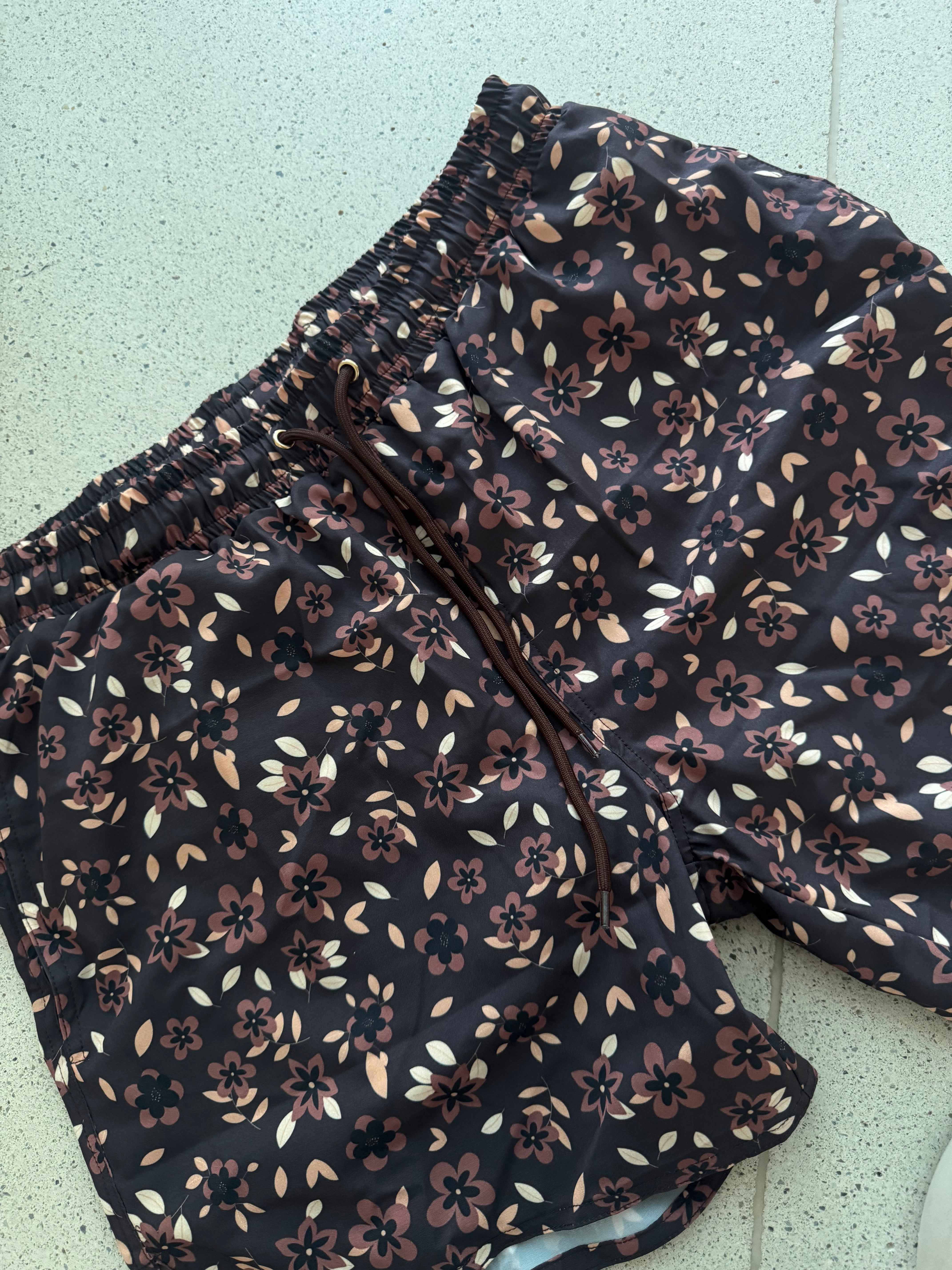 Badehose - in Brown Flower