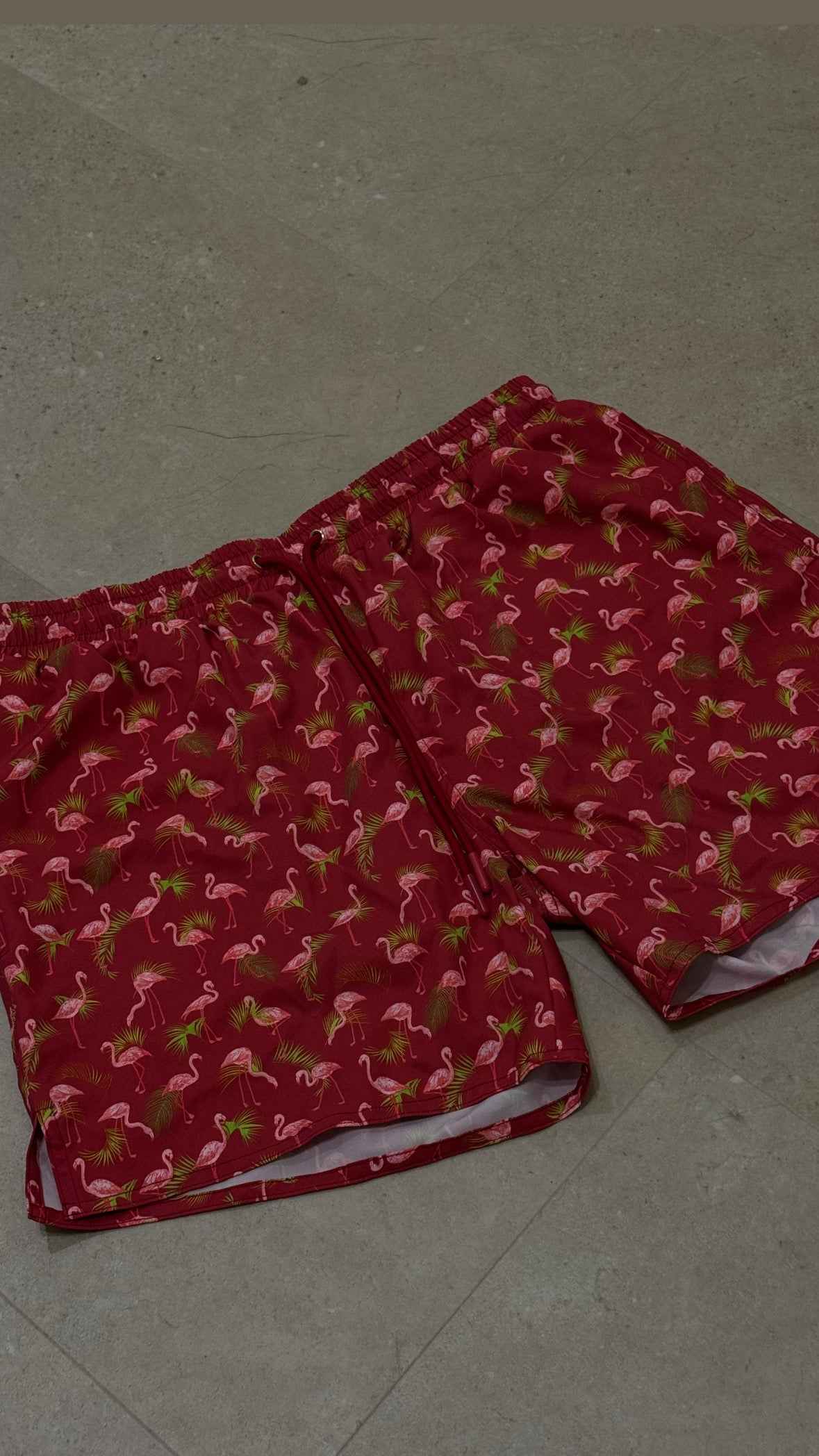 Badehose - Brown Flower in Pink Flamingo