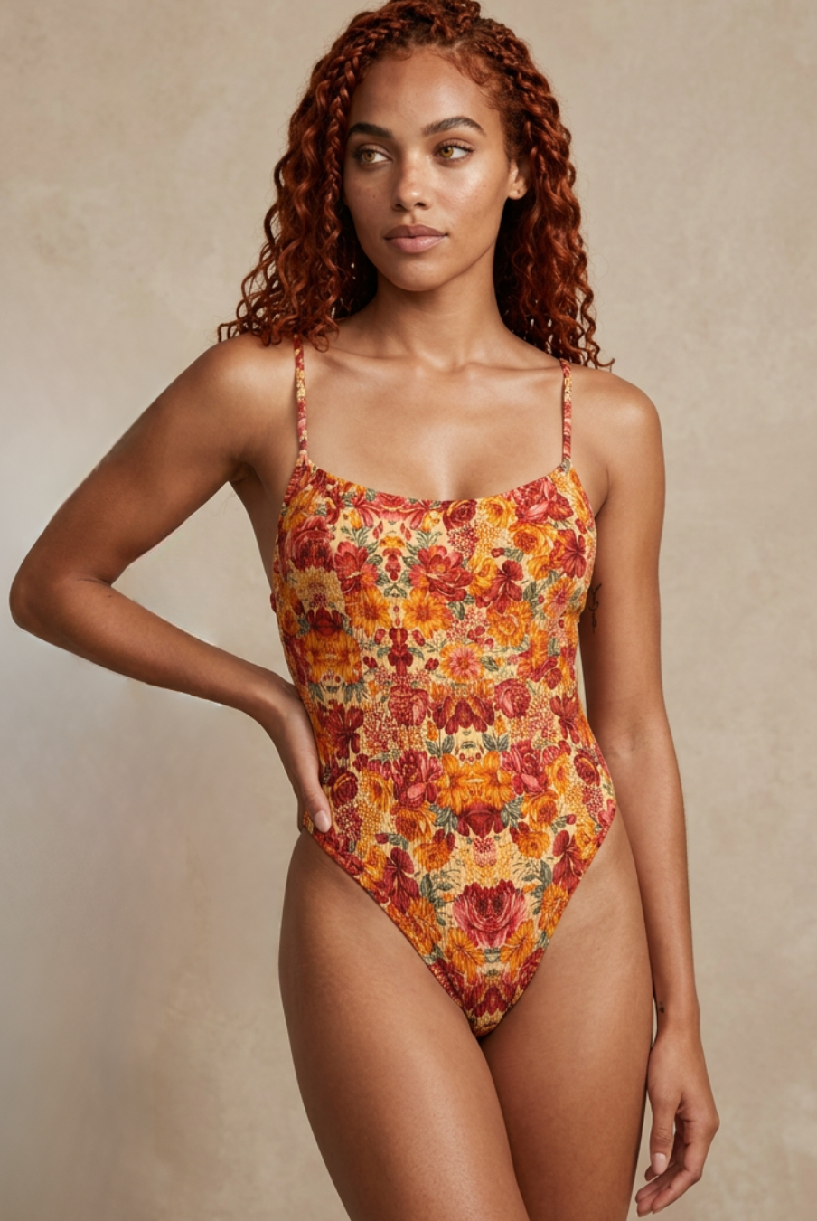High Leg Swimsuit- Flower Badeanzug