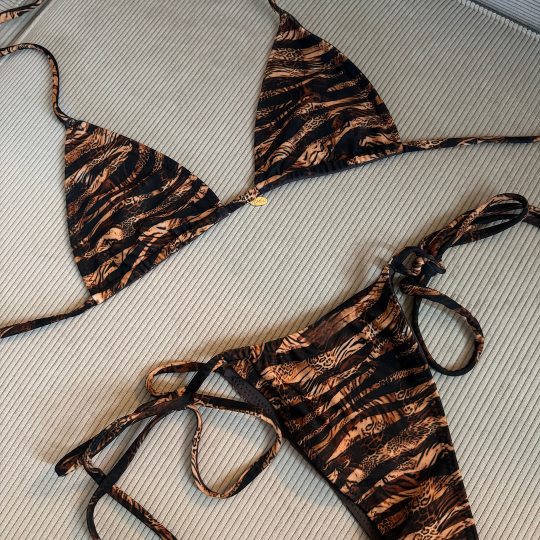 Neyla -Bikini Triangle Top in Bronze Tiger - Nookini