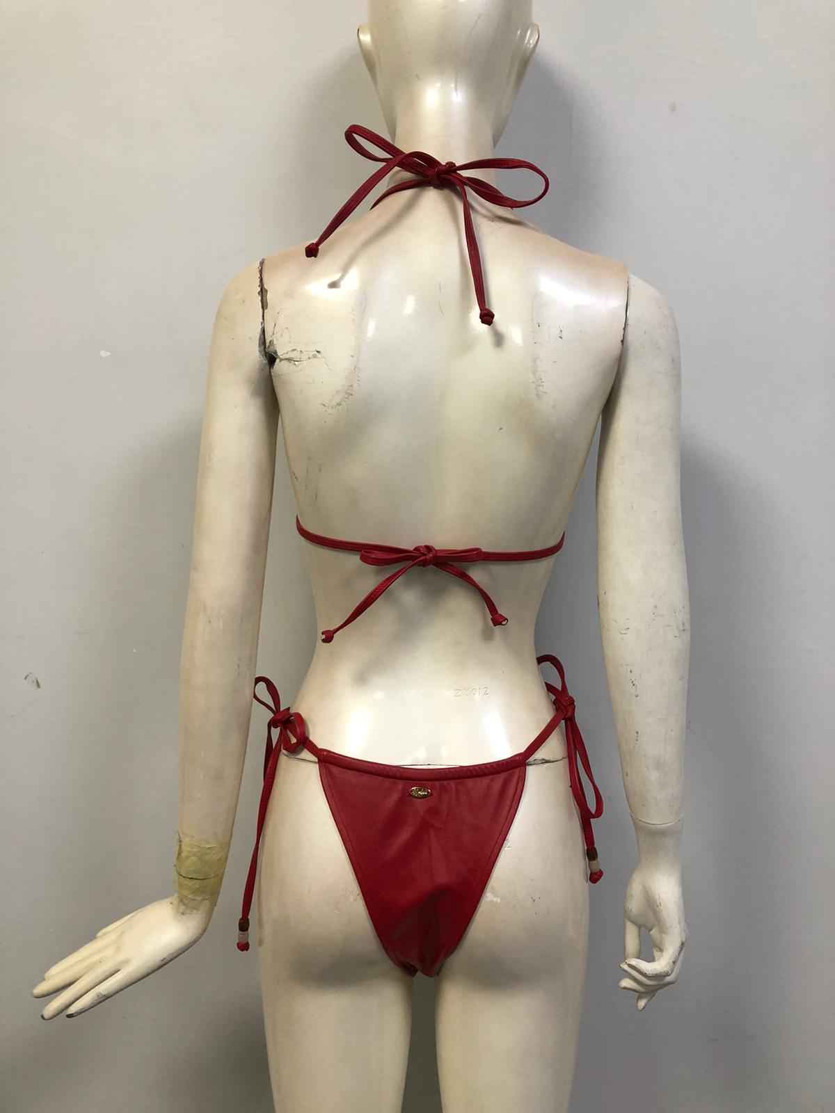 Lumière - Leather Bikini Bottom in Cherry Red