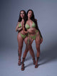 Leyla – Triangle Neckholder Bikini Top in  Melon Green mit Schimmer